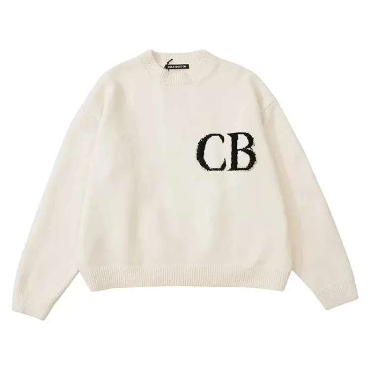 Off-white CB knit sweater with a black chest logo