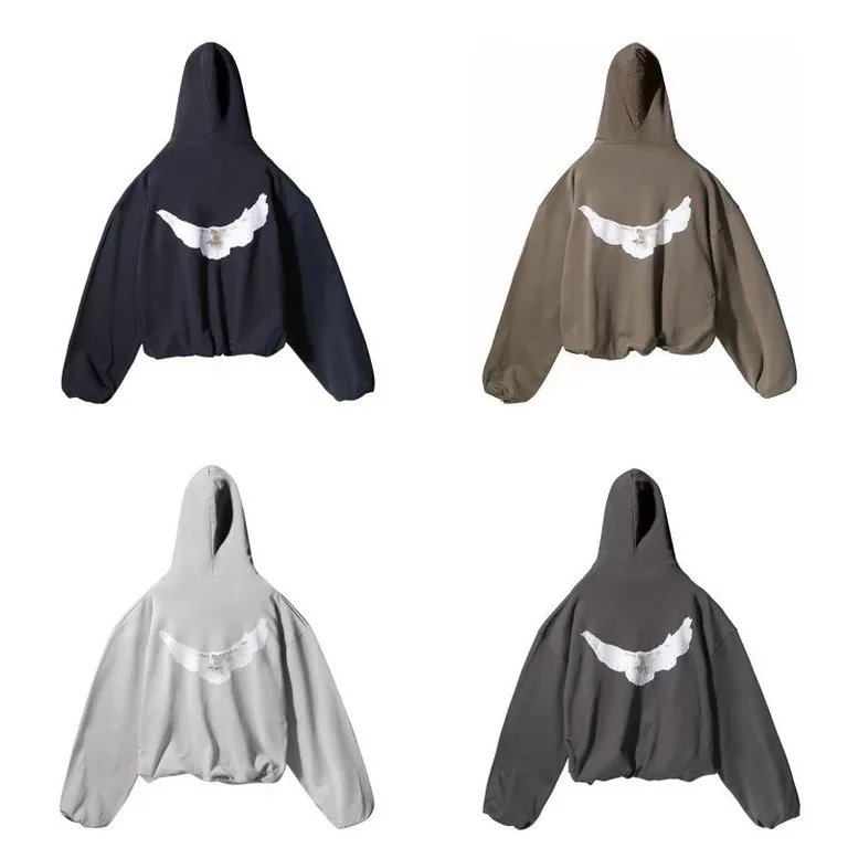 Winged Dove hoodies in black, brown, white and grey