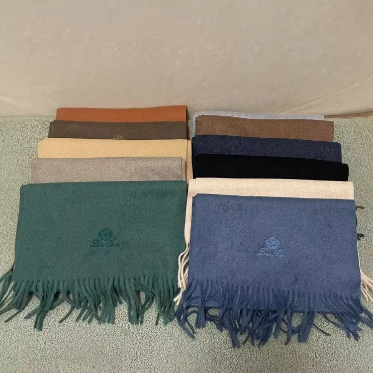 Loro Piana Embroidered Logo Fringed Scarves — listing image