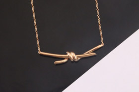 Tiffany rose gold bow necklace clavicle chain-3677  