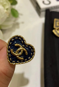 Chanel vintage gold double C denim pattern love ring-3738  